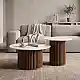 Τραπέζι σαλονιού Skerta pakoworld σετ 2τεμ λευκό sintered stone mdf με καρυδί βάση