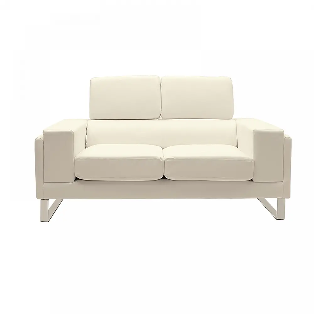Καναπές Shea pakoworld 2θέσιος PU ivory-inox 158x80x87εκ Καναπές Shea pakoworld 2θέσιος PU ivory-inox 158x80x87εκ