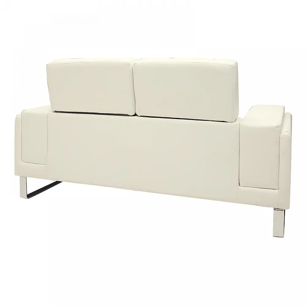 Καναπές Shea pakoworld 2θέσιος PU ivory-inox 158x80x87εκ Καναπές Shea pakoworld 2θέσιος PU ivory-inox 158x80x87εκ
