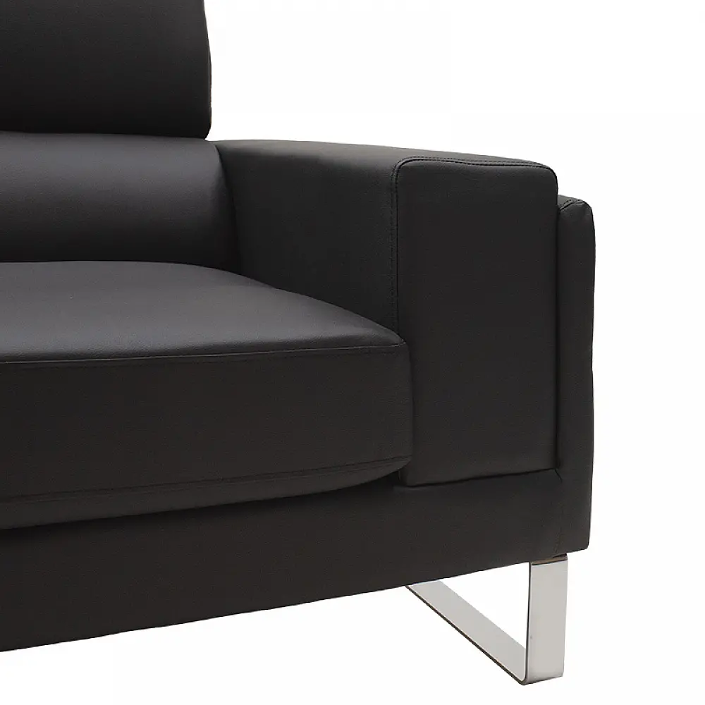 Καναπές Shea pakoworld 2θέσιος pu μαύρο-inox 158x80x87εκ Καναπές Shea pakoworld 2θέσιος pu μαύρο-inox 158x80x87εκ