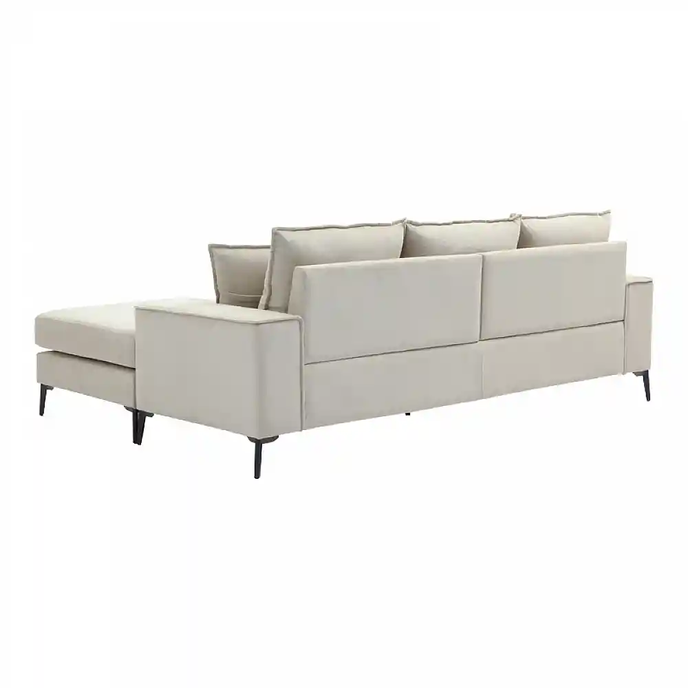 Γωνιακός καναπές Ravelma pakoworld αναστρέψιμος μπεζ ύφασμα 241x168x87εκ