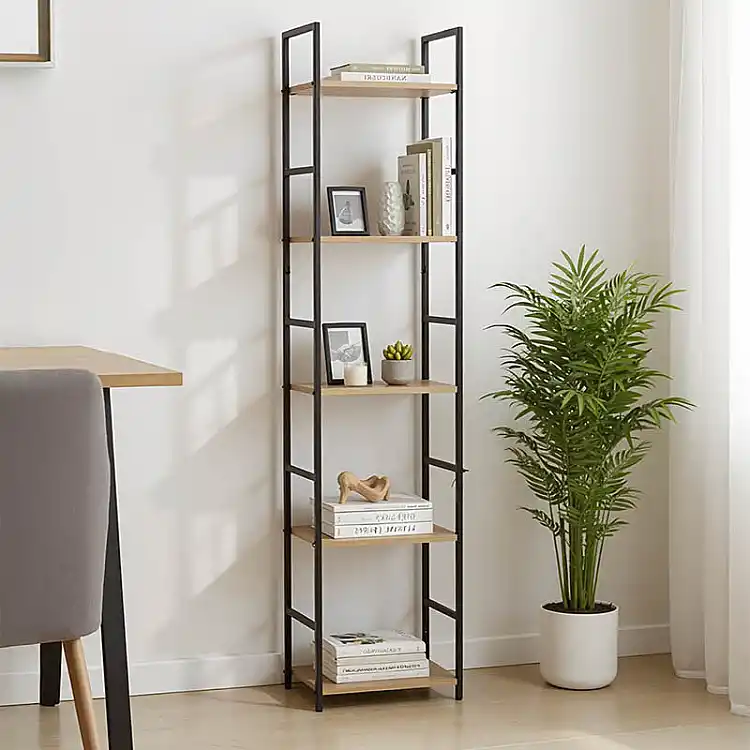 Βιβλιοθήκη Azuel pakoworld φυσικό-μαύρο μέταλλο 29x23.5x144εκ