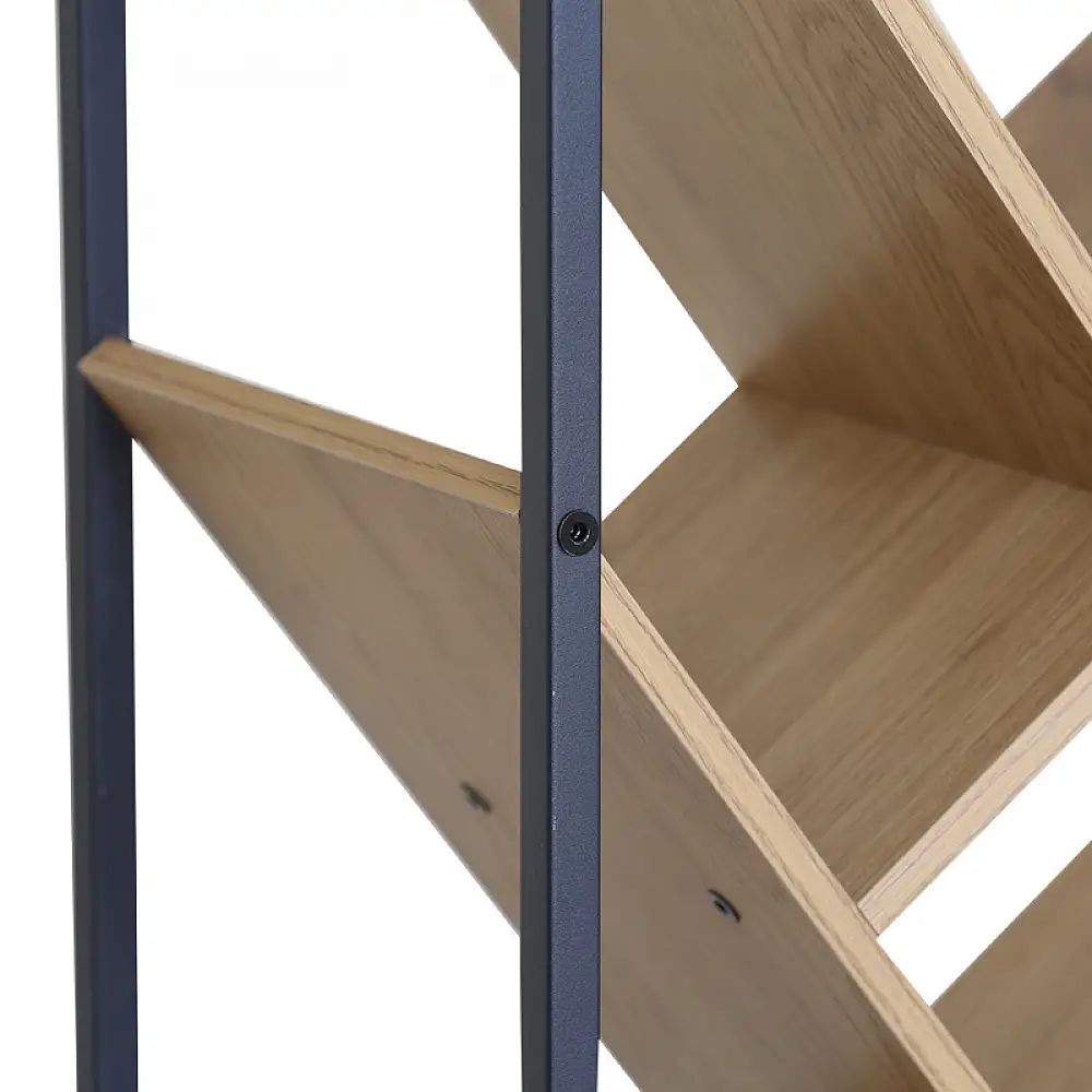 Βιβλιοθήκη Orunta pakoworld oak- μαύρο μέταλλο 40x26.5x125εκ