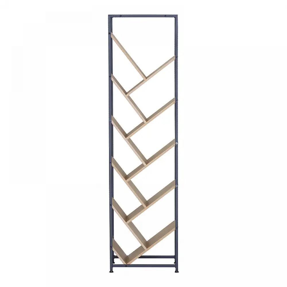 Βιβλιοθήκη Orunta pakoworld oak- μαύρο μέταλλο 40x26.5x150εκ