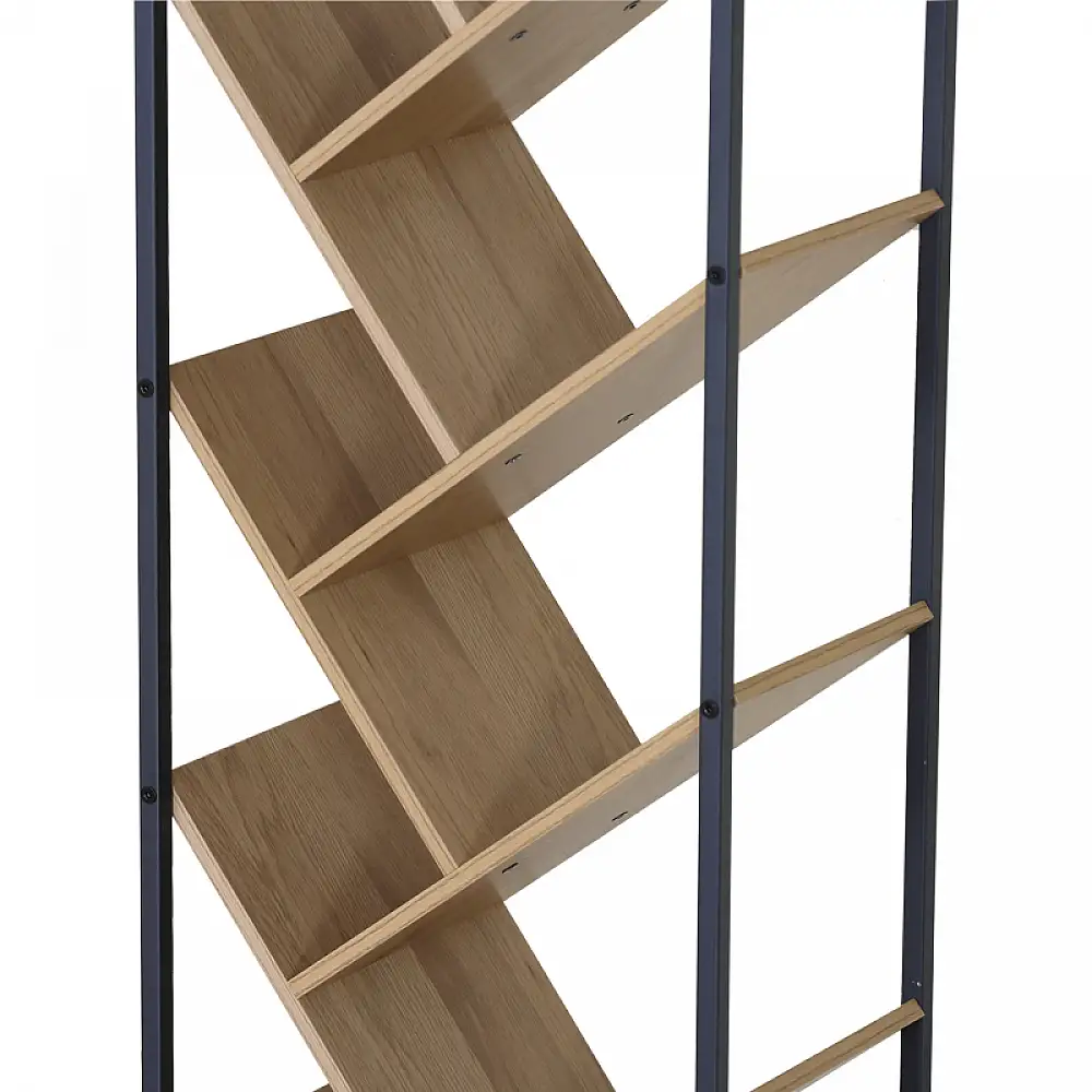 Βιβλιοθήκη Orunta pakoworld oak- μαύρο μέταλλο 40x26.5x150εκ