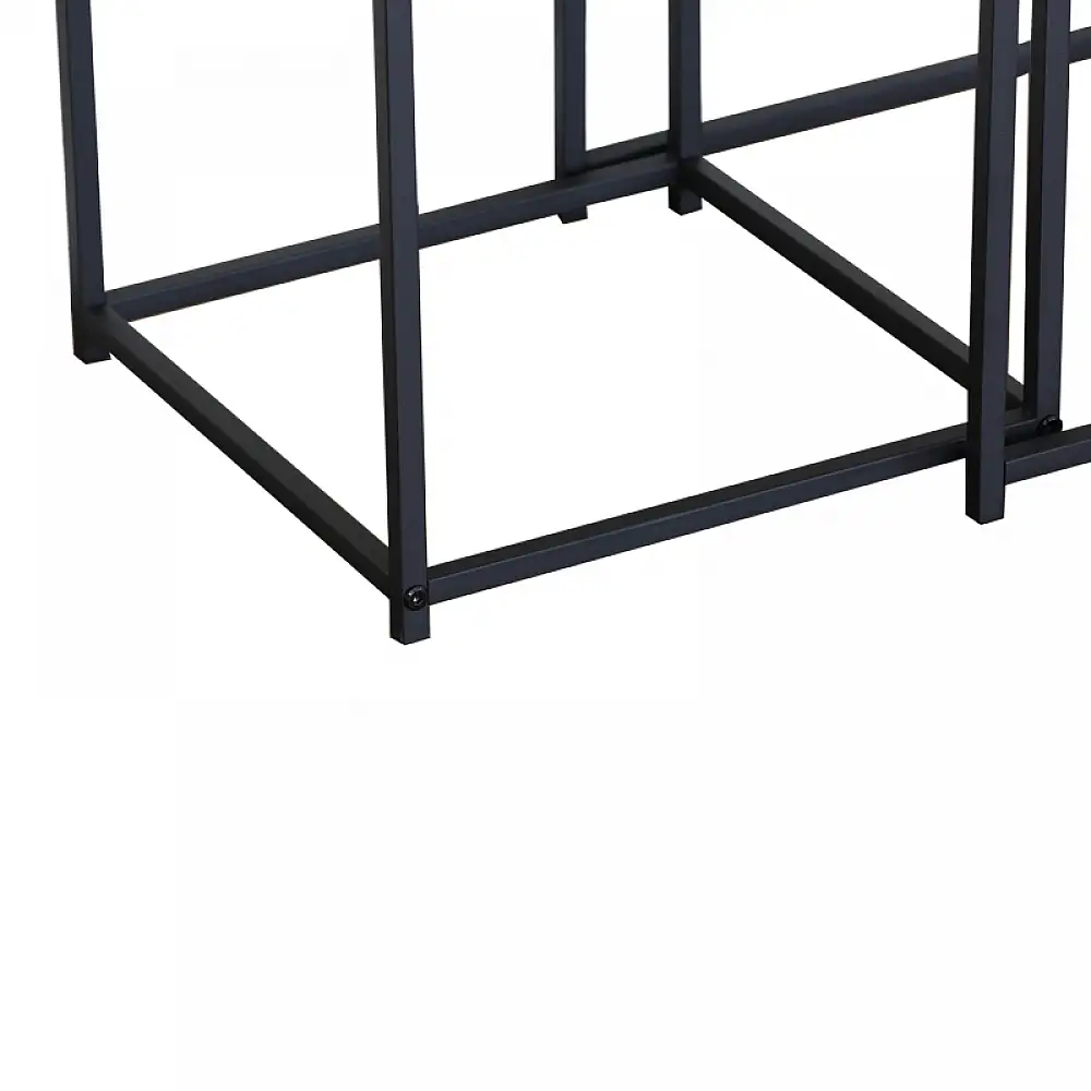 Τραπέζια σαλονιού Masuta pakoworld 2τεμ. mdf μαυρο με εφε μαρμάρου- μαύρο μέταλλο