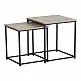 Τραπέζια σαλονιού Masuta pakoworld 2τεμ. mdf μαυρο με εφε μαρμάρου- μαύρο μέταλλο