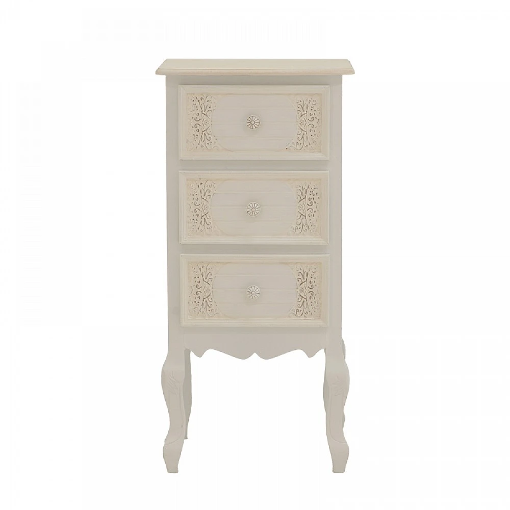 Κομοδίνο Pazlen Inart mdf σε λευκή αντικέ απόχρωση 40x34.5x82εκ