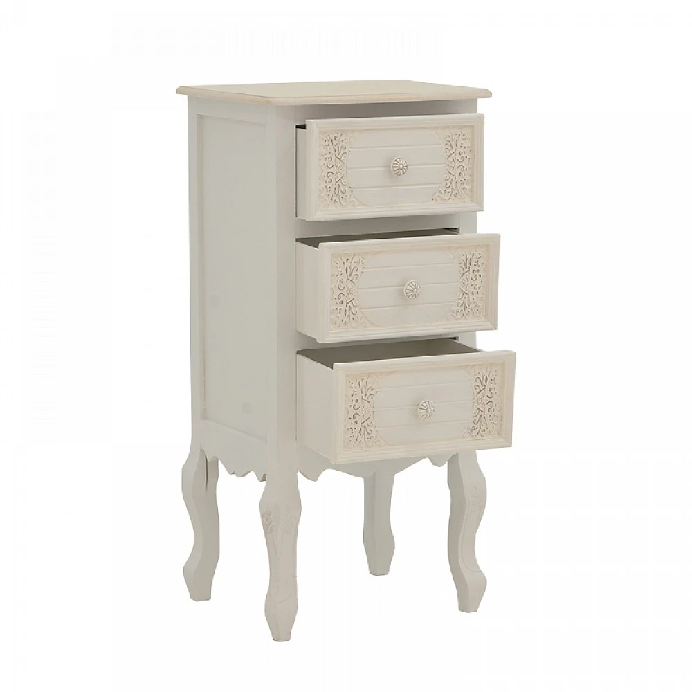 Κομοδίνο Pazlen Inart mdf σε λευκή αντικέ απόχρωση 40x34.5x82εκ Κομοδίνο Pazlen Inart mdf σε λευκή αντικέ απόχρωση 40x34.5x82εκ