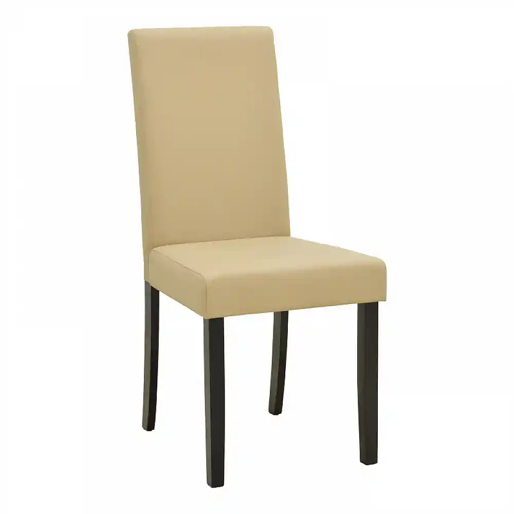 Καρέκλα Zeben pakoworld εκρού PU με πόδι μαύρο rubberwood 43,5x55,5x93,5εκ | 2 τμχ