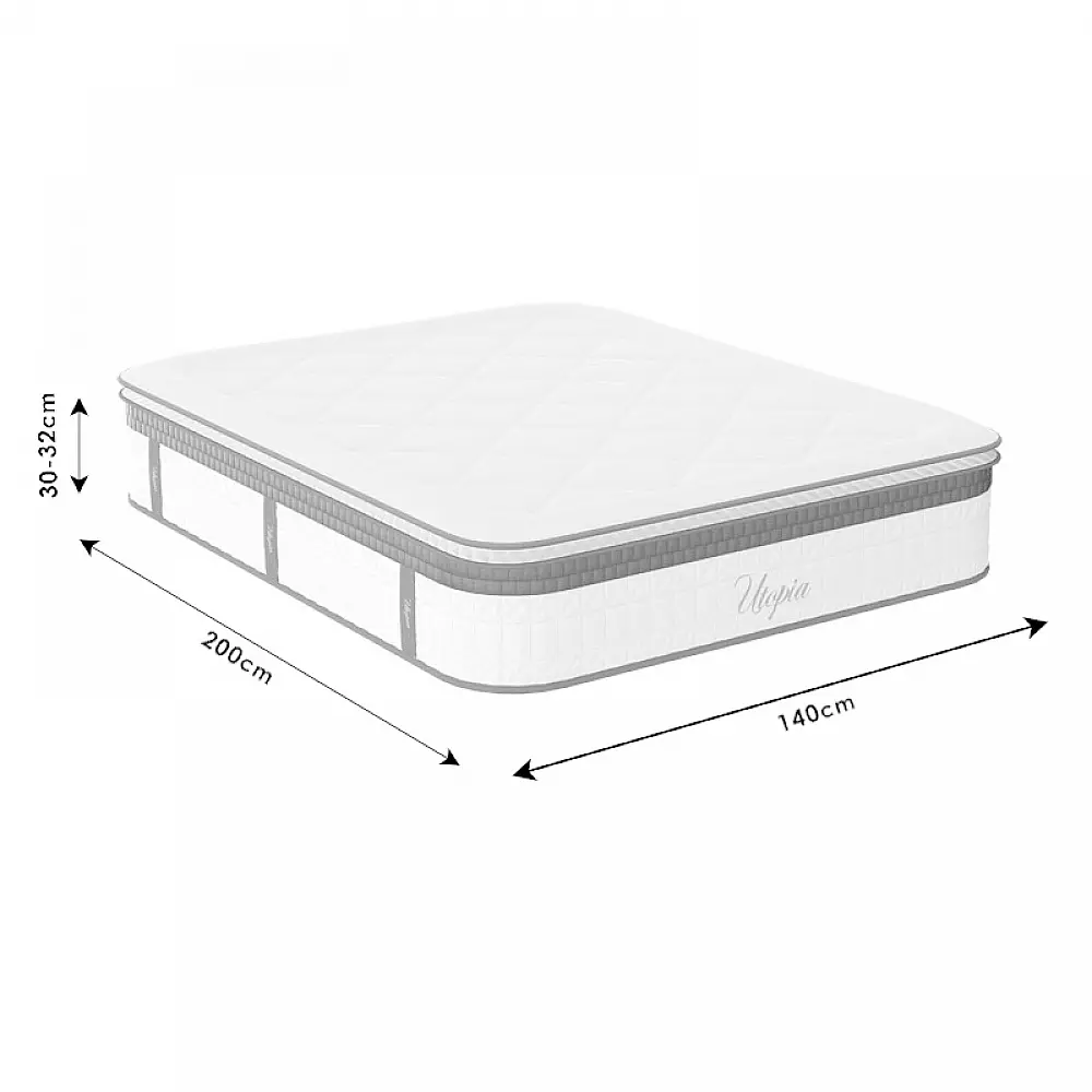 Στρώμα Utopia pakoworld pocket spring με ανώστρωμα aloe vera 30-32cm 140x200εκ Στρώμα Utopia pakoworld pocket spring με ανώστρωμα aloe vera 30-32cm 140x200εκ