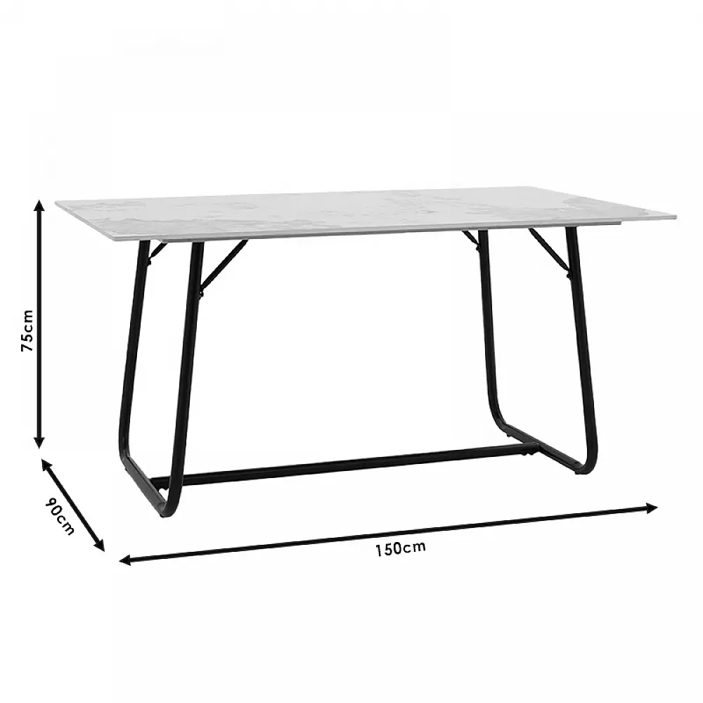 Τραπέζι Revello pakoworld sintered stone λευκό μαρμάρου-μαύρο 150x90x75εκ Τραπέζι Revello pakoworld sintered stone λευκό μαρμάρου-μαύρο 150x90x75εκ
