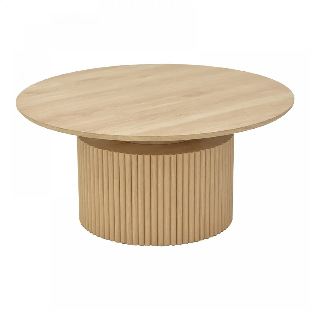 Τραπέζι σαλονιού Opols pakoworld mdf σε  φυσική απόχρωση Φ90x42εκ