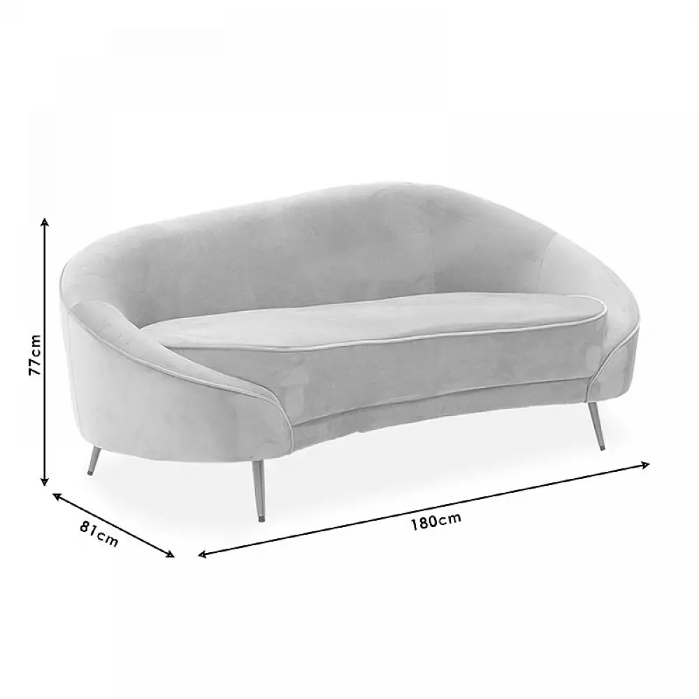 Καναπές 3θέσιος Amora pakoworld βελούδο κυπαρισσί-χρυσό 180x81x77εκ