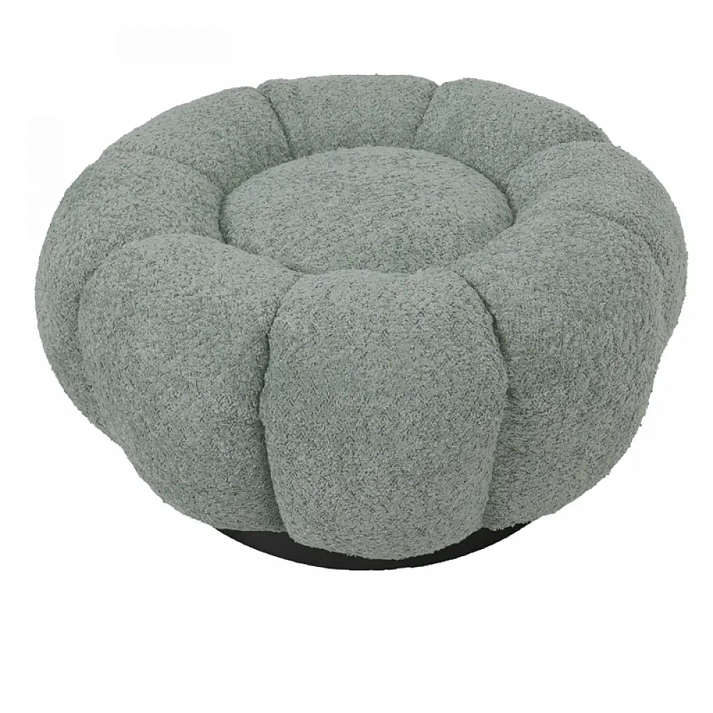 Σκαμπό Nester pakoworld μπουκλέ ύφασμα σε φυστικί απόχρωση Φ60x31εκ