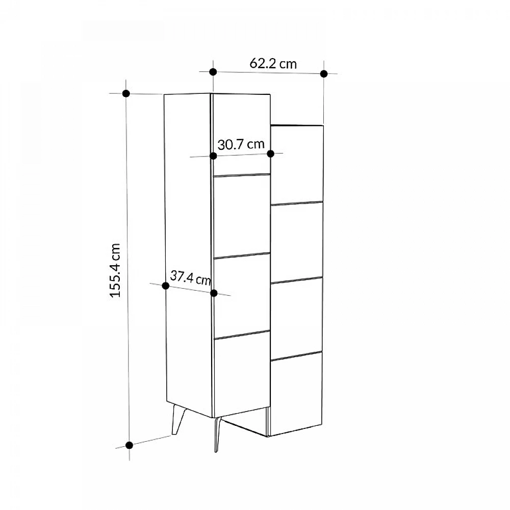 Ντουλάπι-στήλη Romane pakoworld λευκό 62.2x37.4x155.4εκ Ντουλάπι-στήλη Romane pakoworld λευκό 62.2x37.4x155.4εκ