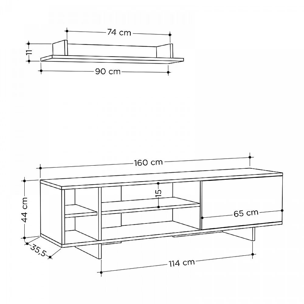 Σύνθετο σαλονιού Saloon pakoworld σε ανθρακί-oak απόχρωση 160x35.5x44εκ Σύνθετο σαλονιού Saloon pakoworld σε ανθρακί-oak απόχρωση 160x35.5x44εκ
