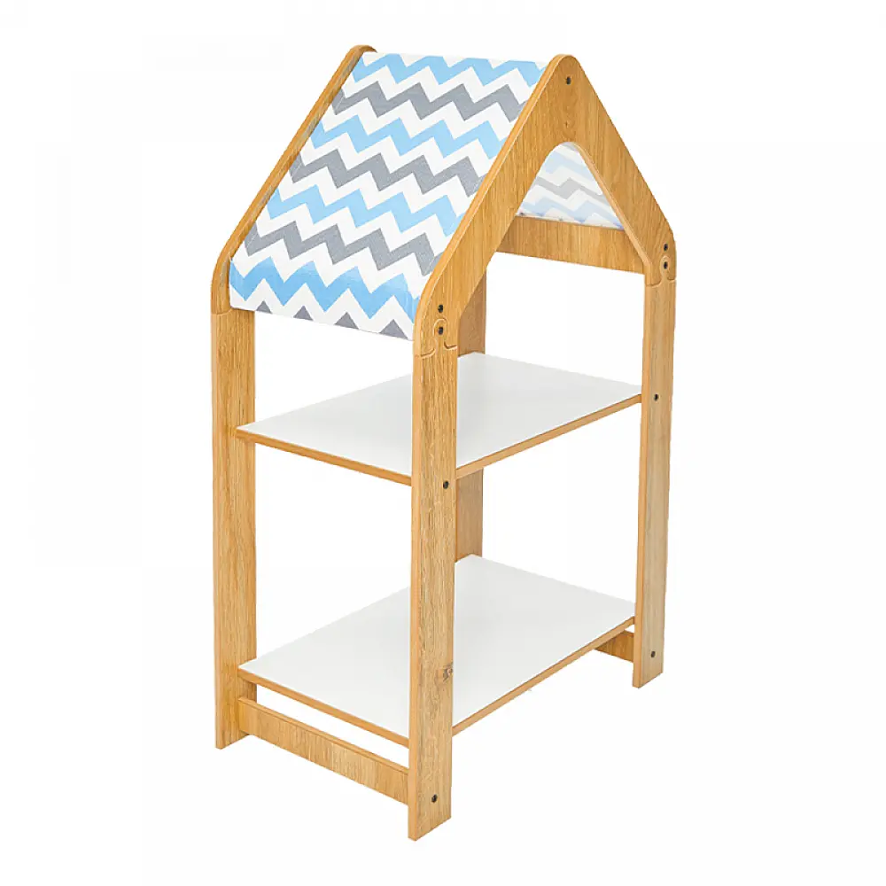 Ραφιέρα Montessori Zoilen pakoworld φυσικό-λευκό-μπλε mdf 50x30x80εκ