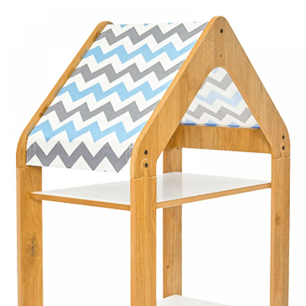 Ραφιέρα Montessori Zoilen I pakoworld λευκό-φυσικό-μπλε mdf 50x30x100εκ