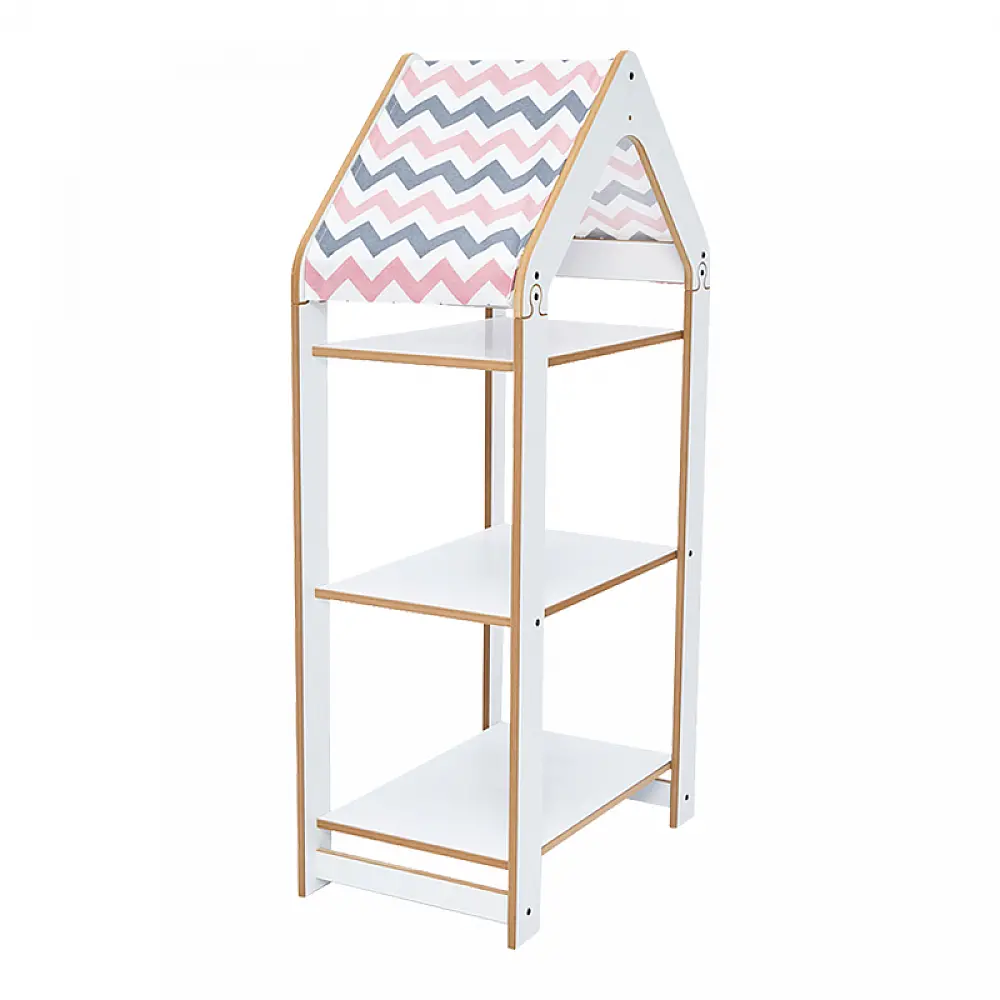 Ραφιέρα Montessori Zoilen I pakoworld λευκό-ροζ mdf 50x30x100εκ