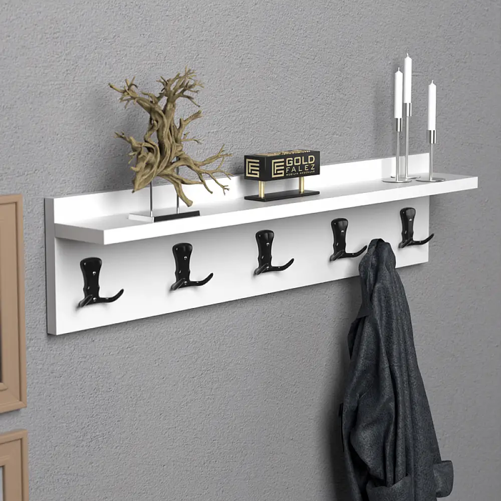 Κρεμάστρα Mec pakoworld μελαμίνη σε λευκή απόχρωση 80x9.5x18εκ