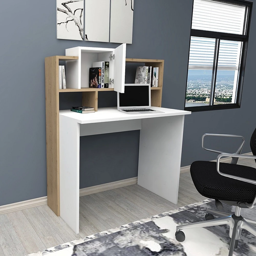Γραφείο εργασίας Koogi pakoworld σε oak-λευκή απόχρωση 94x60x118εκ Γραφείο εργασίας Koogi pakoworld σε oak-λευκή απόχρωση 94x60x118εκ