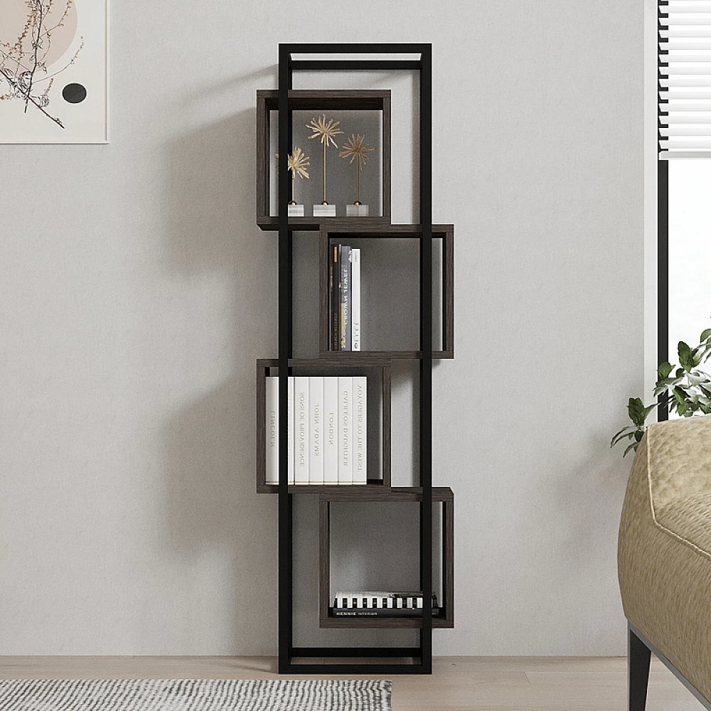 Βιβλιοθήκη Gridur pakoworld σε σκούρο καρυδί απόχρωση 44x29x140εκ Βιβλιοθήκη Gridur pakoworld σε σκούρο καρυδί απόχρωση 44x29x140εκ