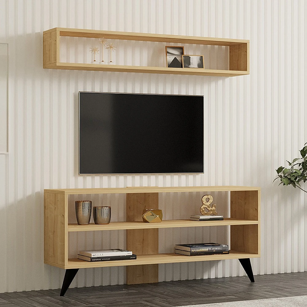 Σύνθετο σαλονιού Prestige pakoworld σε oak απόχρωση 120x29,6x50εκ