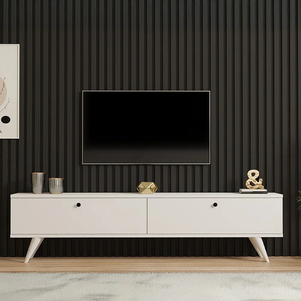 Έπιπλο τηλεόρασης Jate pakoworld σε λευκή απόχρωση 160x25x40εκ Έπιπλο τηλεόρασης Jate pakoworld σε λευκή απόχρωση 160x25x40εκ