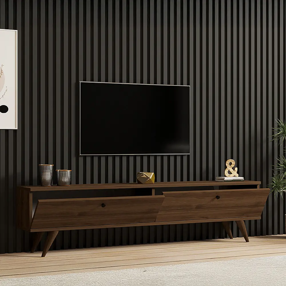 Έπιπλο τηλεόρασης Jate pakoworld σε καρυδί απόχρωση 160x25x40εκ Έπιπλο τηλεόρασης Jate pakoworld σε καρυδί απόχρωση 160x25x40εκ