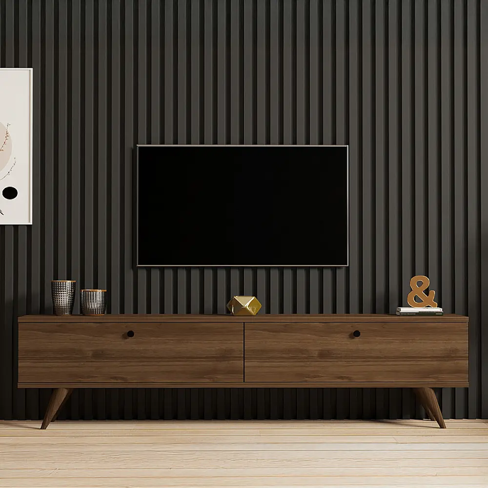 Έπιπλο τηλεόρασης Jate pakoworld σε καρυδί απόχρωση 160x25x40εκ Έπιπλο τηλεόρασης Jate pakoworld σε καρυδί απόχρωση 160x25x40εκ