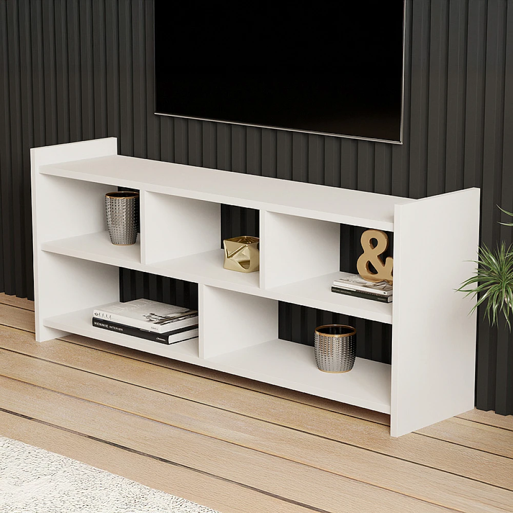 Έπιπλο τηλεόρασης Kapri pakoworld σε λευκή απόχρωση 120x28x55εκ Έπιπλο τηλεόρασης Kapri pakoworld σε λευκή απόχρωση 120x28x55εκ
