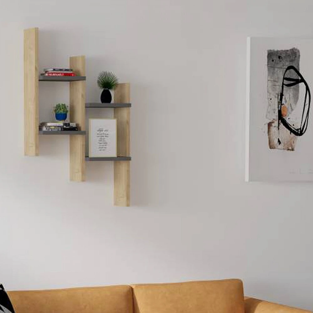 Ραφιέρα τοίχου Tabal pakoworld σε oak απόχρωση 49.4x14.5x85εκ