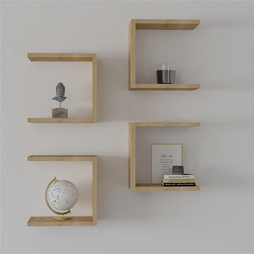 Ραφιέρα τοίχου Perari pakoworld 4τεμ.σε oak  απόχρωση 30x19.6x30εκ