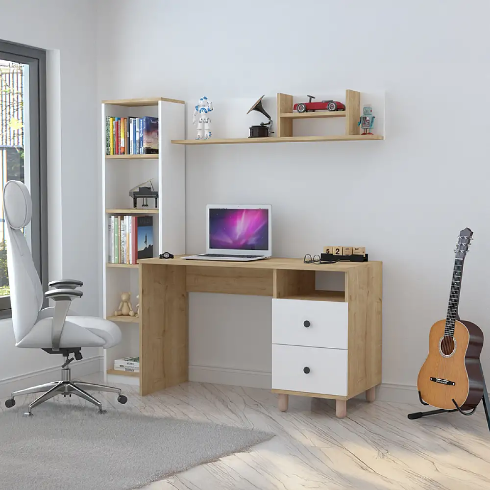 Σύνθεση γραφείου Kontor pakoworld sonoma-λευκό 160x50x162εκ