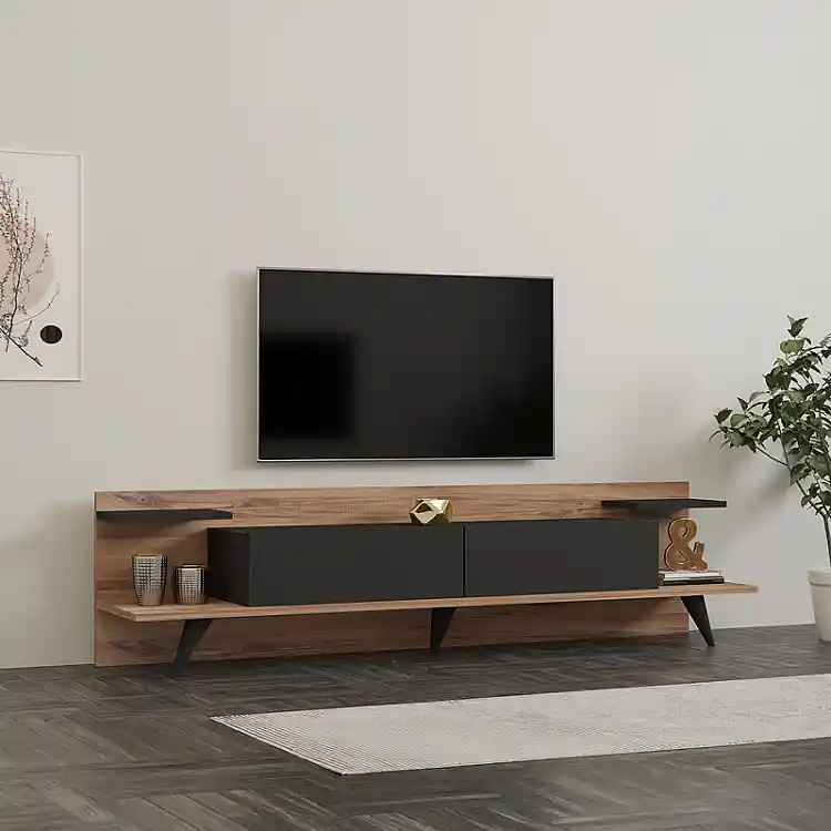 Έπιπλο τηλεόρασης Astry pakoworld καρυδί με ανθρακί 180x36,8x45εκ