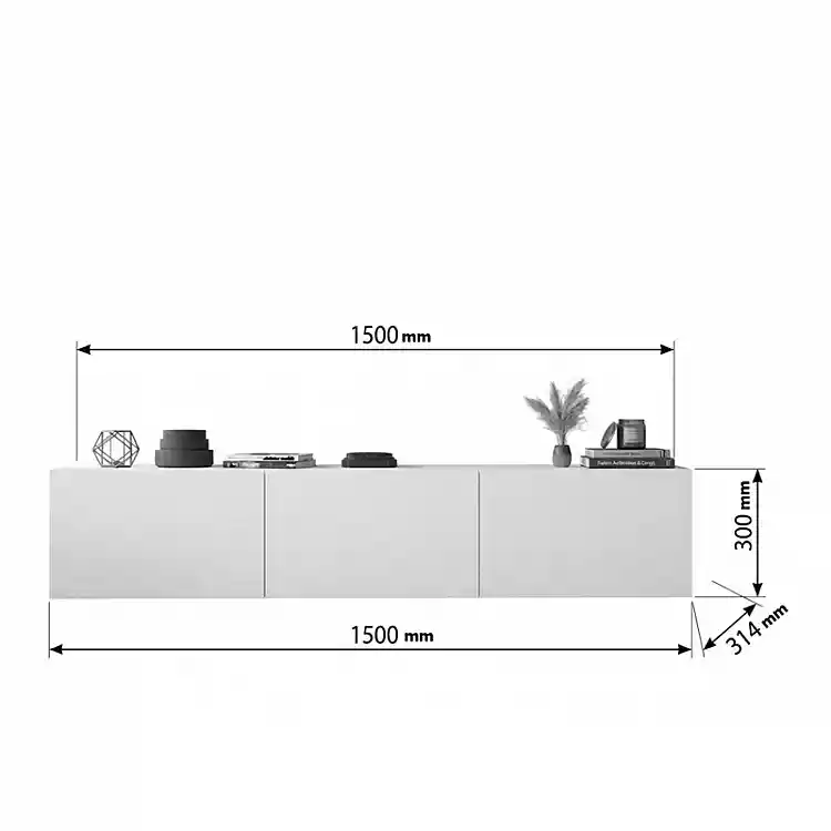 Έπιπλο τηλεόρασης επιτοίχιο Felita pakoworld λευκό 150x31,4x30εκ