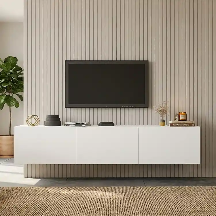 Έπιπλο τηλεόρασης επιτοίχιο Felita pakoworld λευκό 150x31,4x30εκ