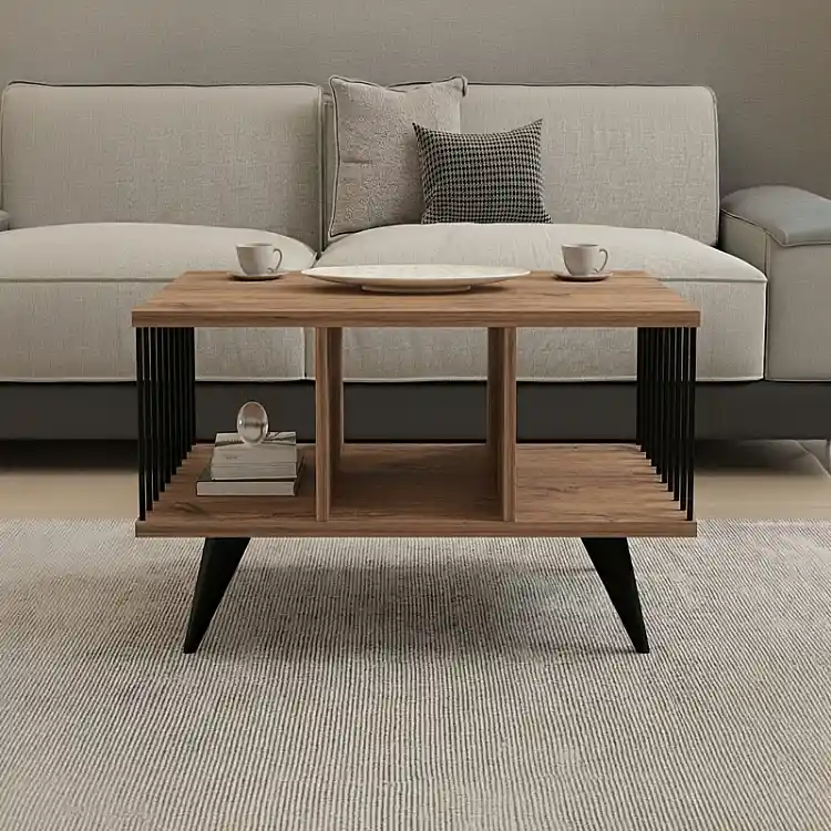Τραπέζι σαλονιού Pena pakoworld sonoma με μαύρο 90x60x39,5εκ