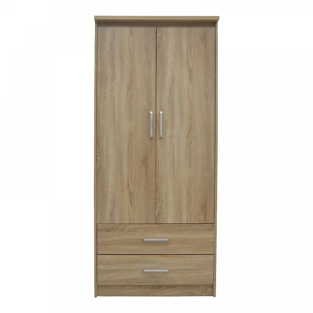 Ντουλάπα ρούχων δίφυλλη OLYMPUS pakoworld σε sonoma απόχρωση 81x57x183εκ