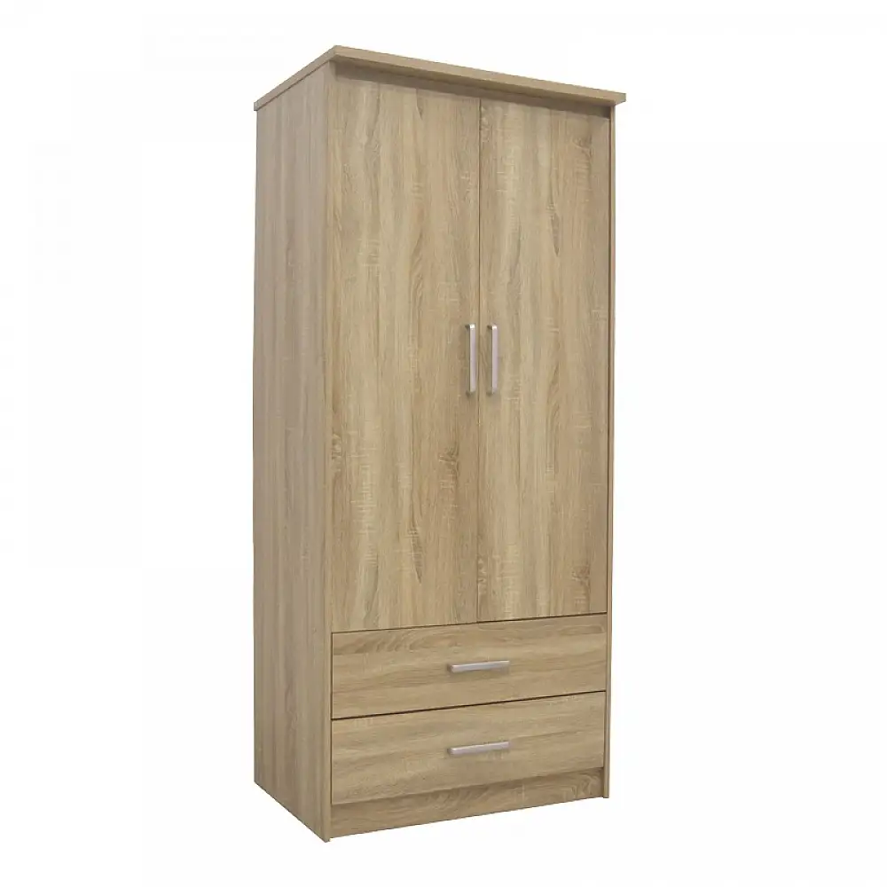 Ντουλάπα ρούχων δίφυλλη OLYMPUS pakoworld σε sonoma απόχρωση 81x57x183εκ