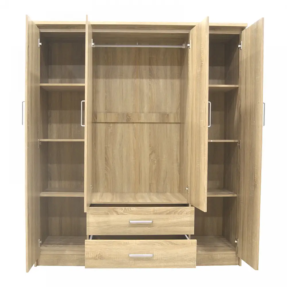 Ντουλάπα ρούχων τετράφυλλη Olympus pakoworld σε sonoma απόχρωση 159x57x183εκ