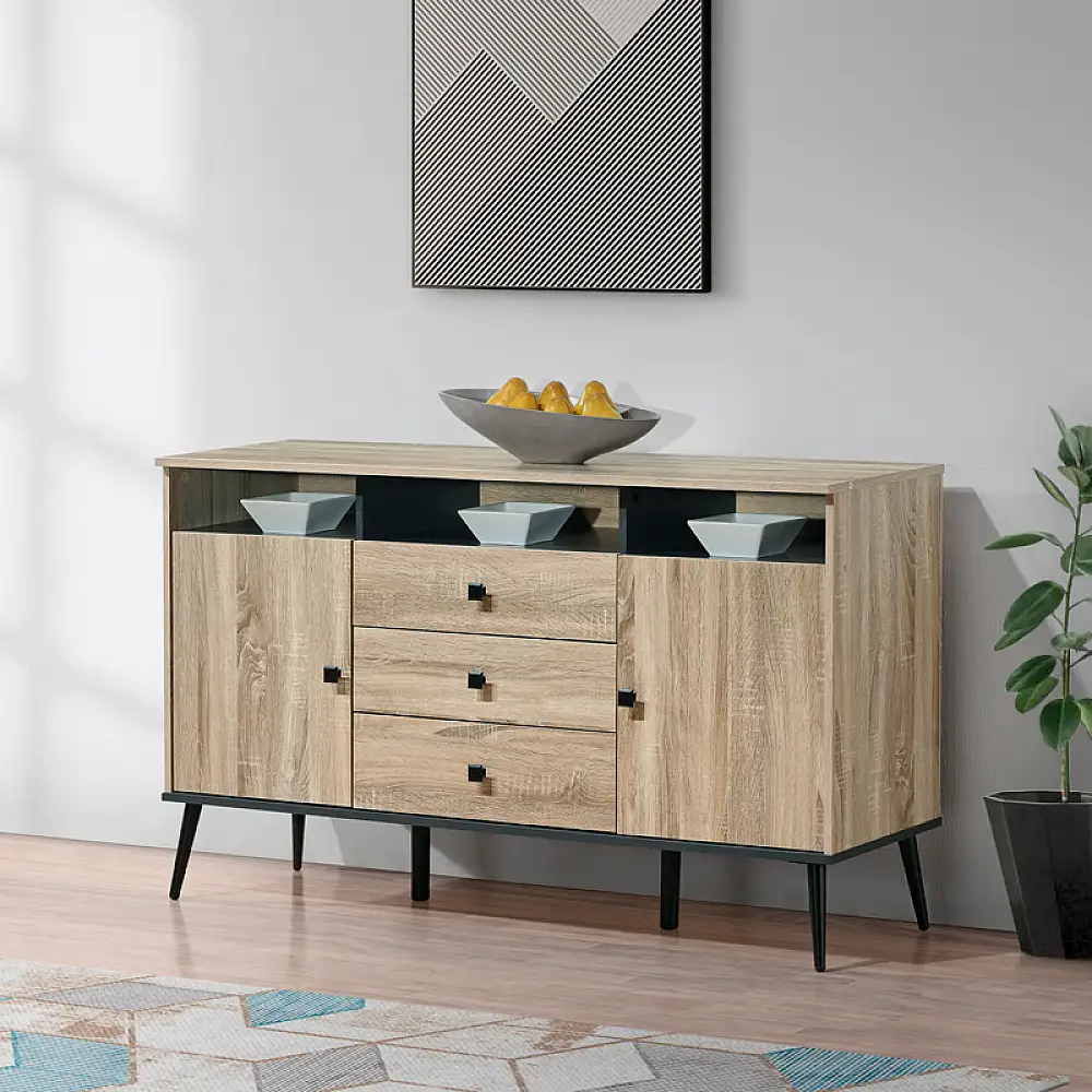 Μπουφές Zezan pakoworld σε sonoma-ανθρακί απόχρωση 140.5x41.5x80εκ