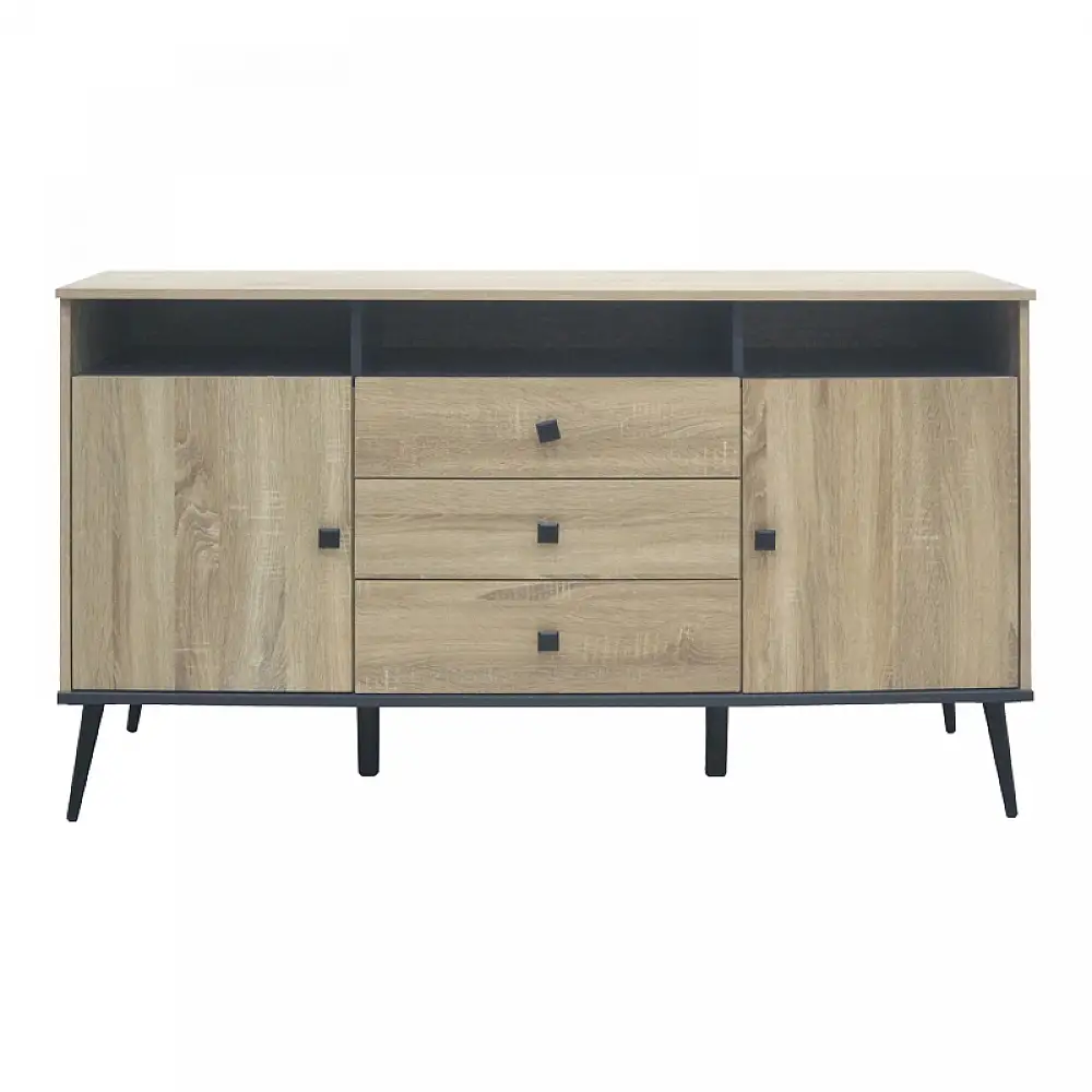 Μπουφές Zezan pakoworld σε sonoma-ανθρακί απόχρωση 140.5x41.5x80εκ