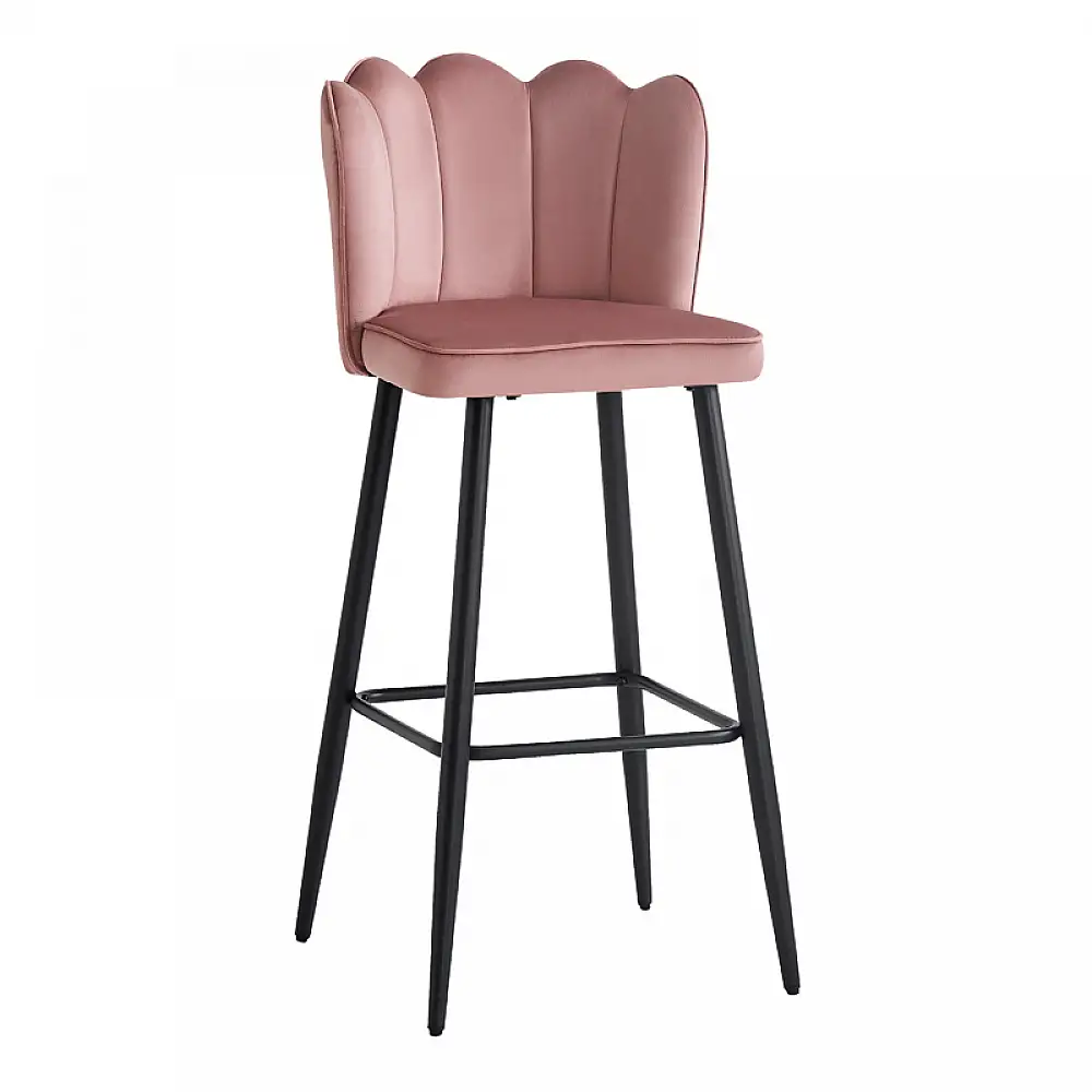 Σκαμπό μπαρ Velvi pakoworld βελούδο σε σάπιο μήλο απόχρωση 46x45x105.5εκ | 2 τμχ