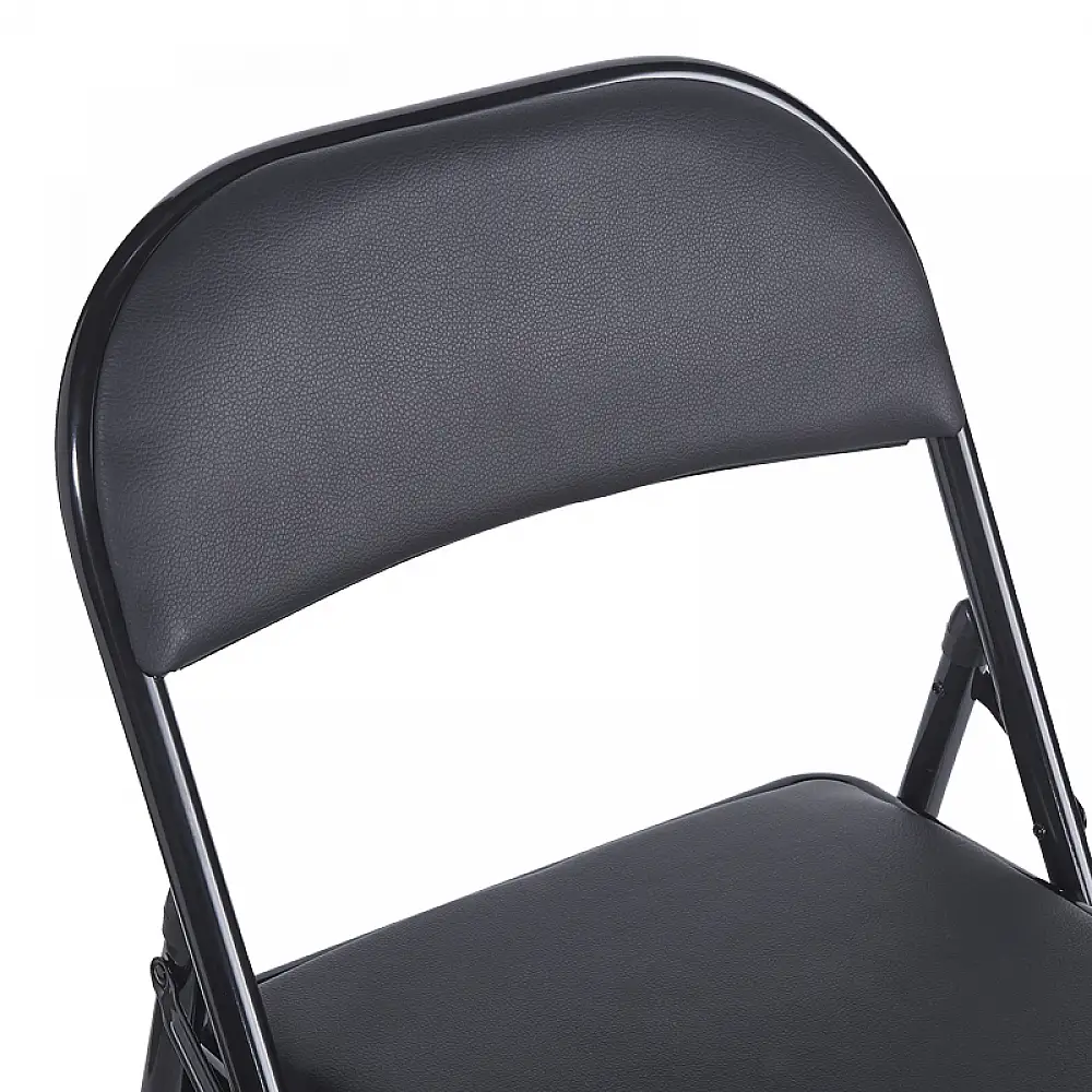 Καρέκλα Niro pakoworld πτυσσόμενη pu-μέταλλο σε μαύρη απόχρωση 46x46x79εκ | 4 τμχ