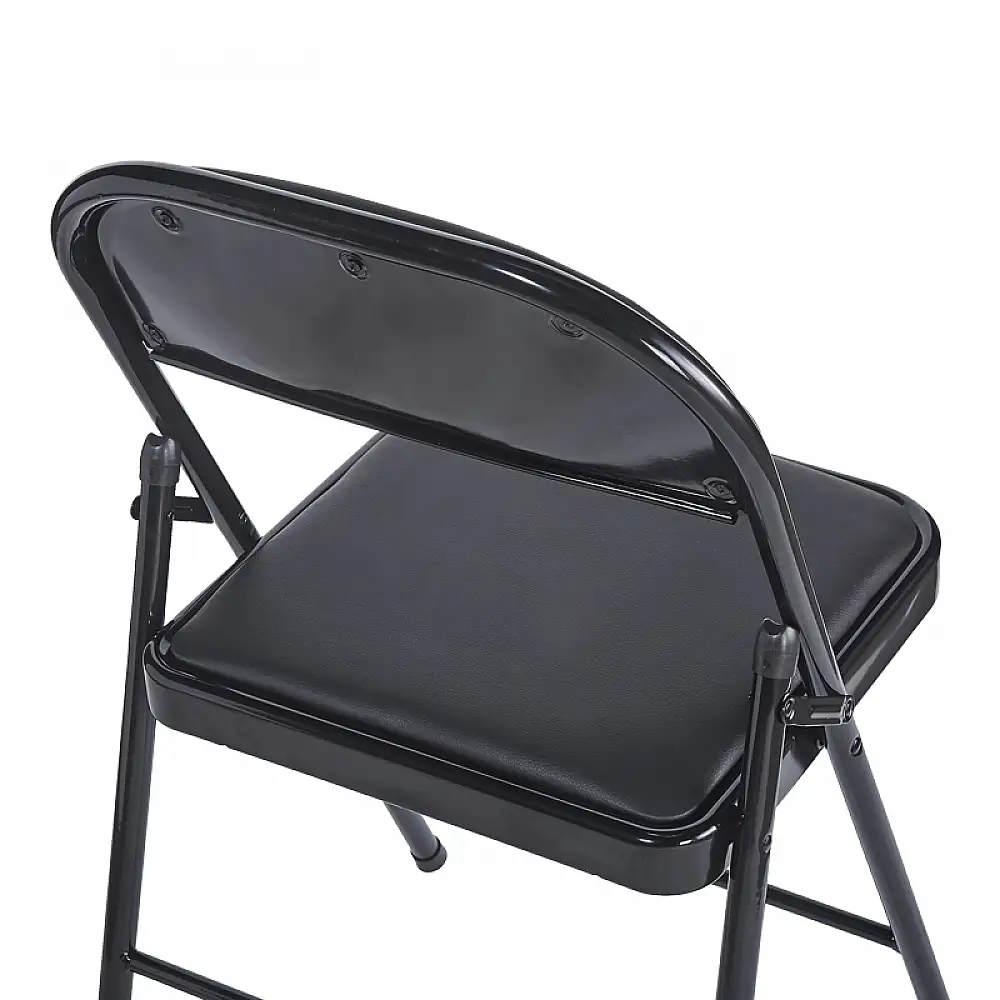 Καρέκλα Niro pakoworld πτυσσόμενη pu-μέταλλο σε μαύρη απόχρωση 46x46x79εκ | 4 τμχ