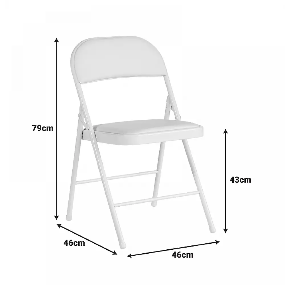 Καρέκλα Niro pakoworld πτυσσόμενη pu-μέταλλο σε λευκή απόχρωση 46x46x79εκ | 4 τμχ