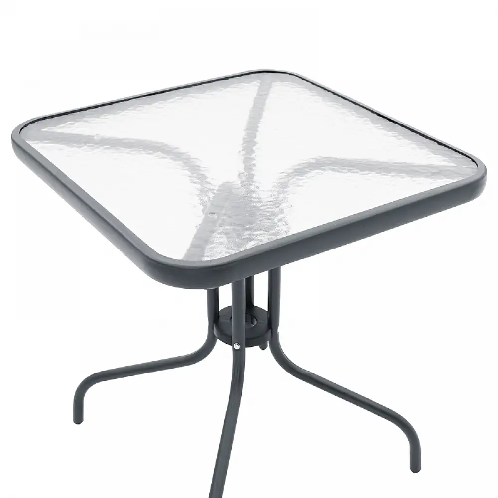 Τραπεζαρία Watson-Lindaria pakoworld 3τεμ μέταλλο ανθρακί-γυαλί και pe rattan σε φυσική απόχρωση 70x70x70εκ