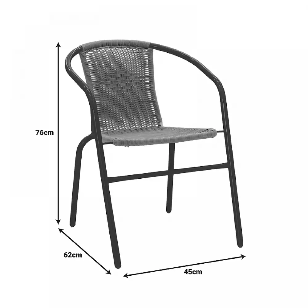 Τραπεζαρία Obbi-Ensure pakoworld 5τεμ μέταλλο-γυαλί σε μαύρη απόχρωση 140x80x70εκ